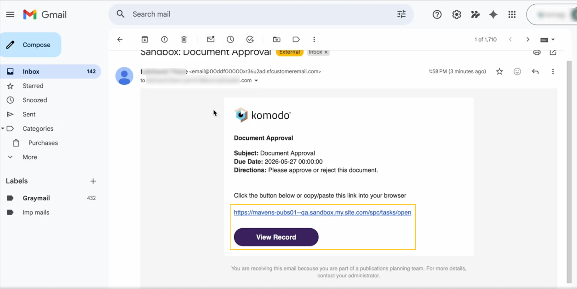 Email notification