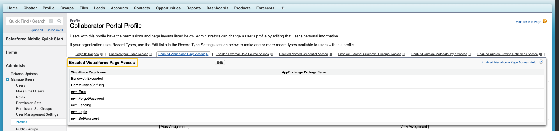 Enabled Visualforce Page Access