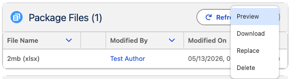 Package Files Actions