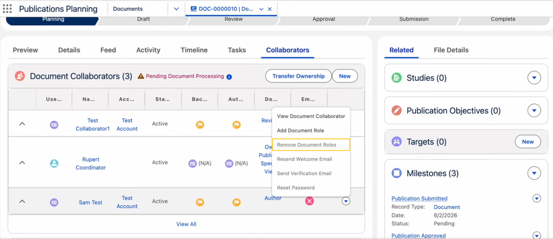 Remove Document Roles