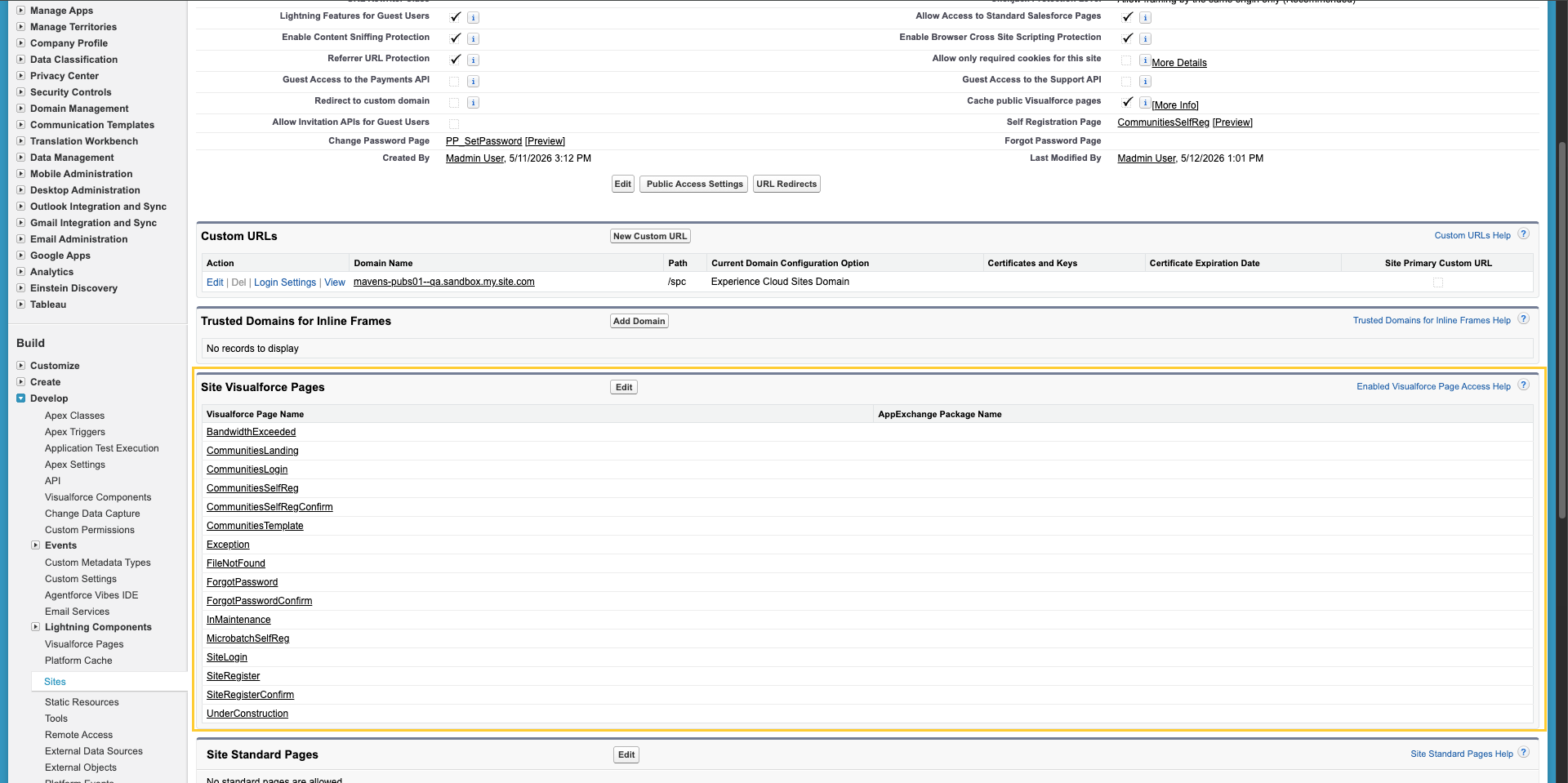 Site Visualforce Pages