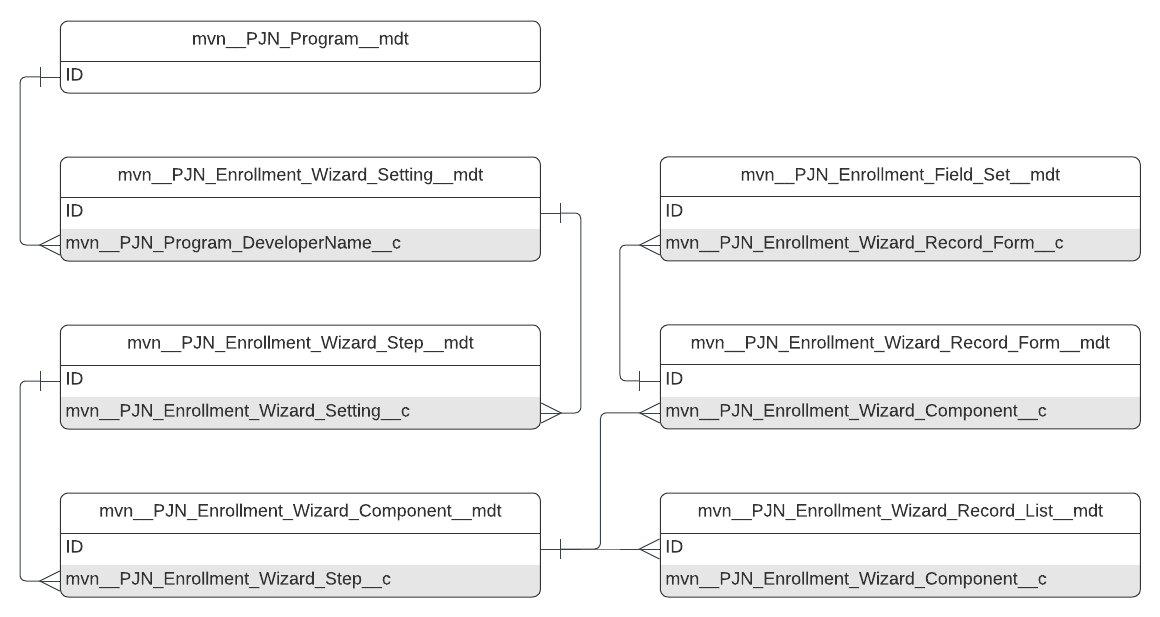 mvn__PJN_Enrollment_Wizard_Setting__mdt ERD