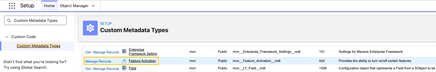 Manage Feature Activation records